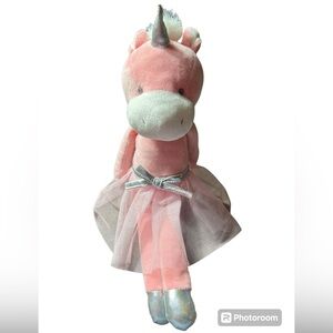 Pink Unicorn Ballerina Silver Horn Feet & Bow 18”